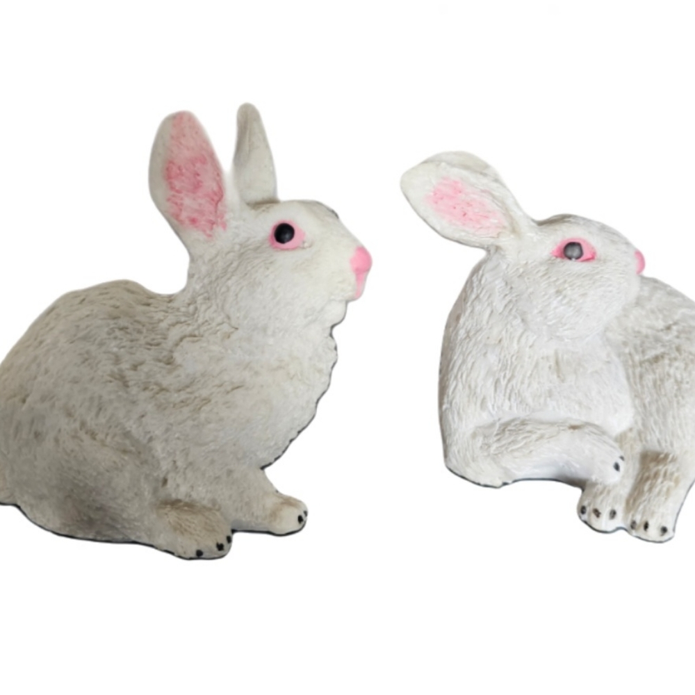 white and pink bunnies  set of 2 4" decorative Easter